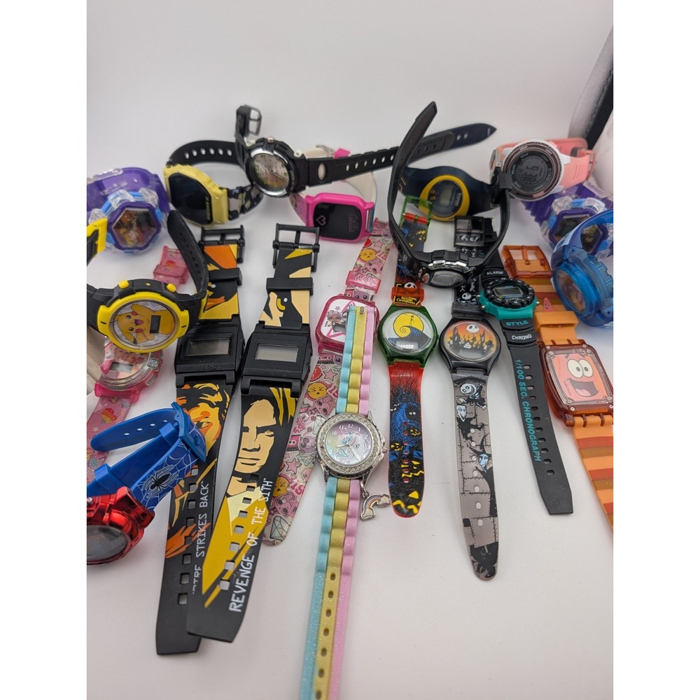 Over Two Pounds Childrens Watch Lot- Pokemon, Spongebob, Starwars- Not Tested